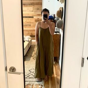 Ozma of California Silk Noil Jumpsuit in Olive